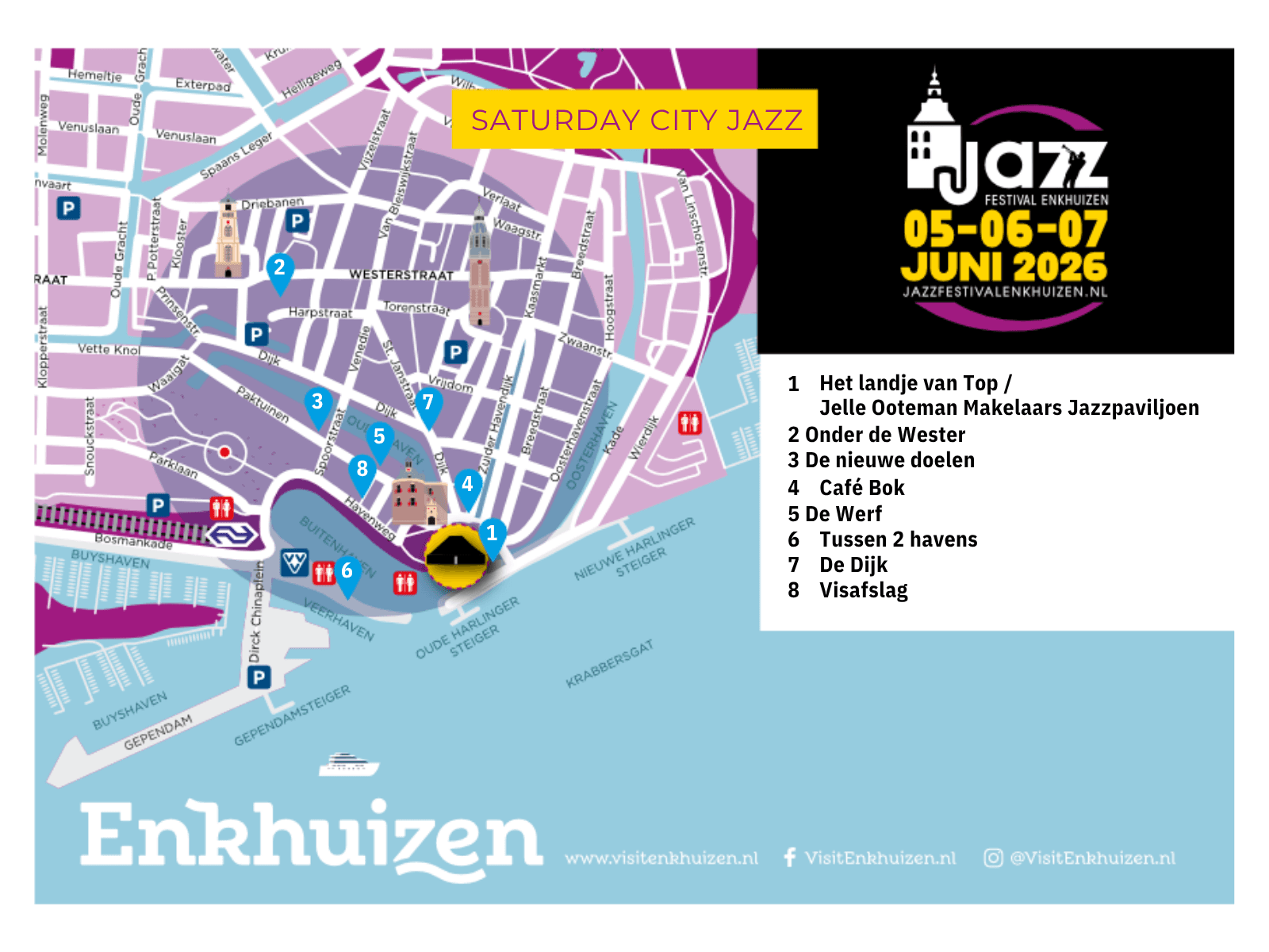 Waar vind je de locaties van Saturday City Jazz?